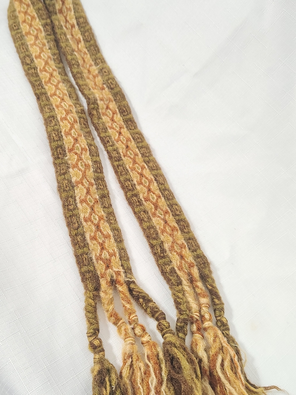 Vintage Woven Wool Slavic Sash Tribute Belt Folk Boho Accessory 36" Long 2" Wide